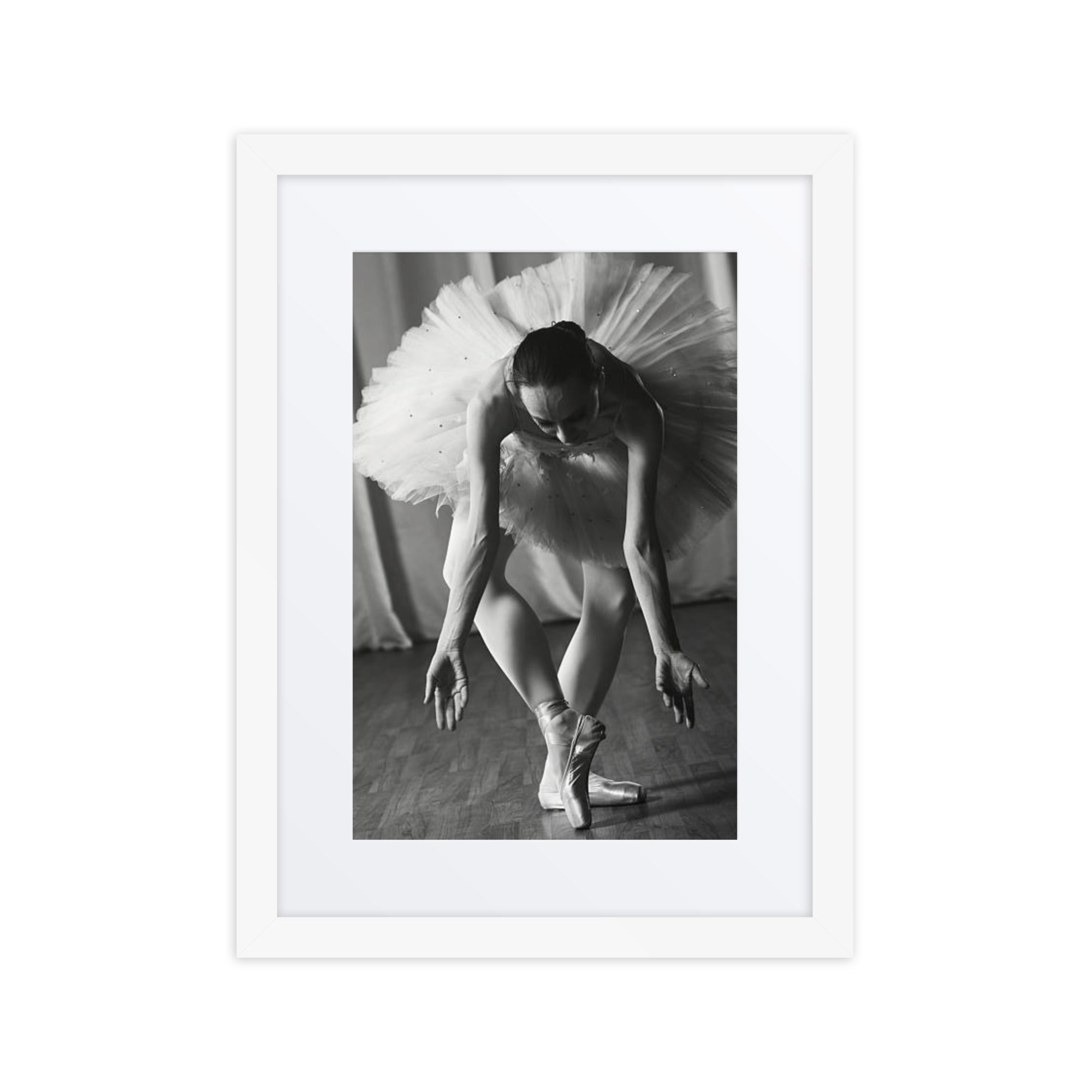 Poised Elegance – Black & White Ballet Framed Art Poster #2 (21.5" H x 17.5" W)