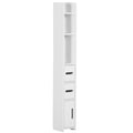 Freestanding Tall Bathroom Cabinet with Open Shelves and 3 Cupboards with Door, White