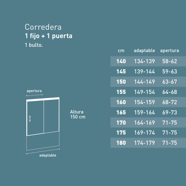 BATHME NIXON Mampara Frontal Bañera Fijo+Corredera Blanco