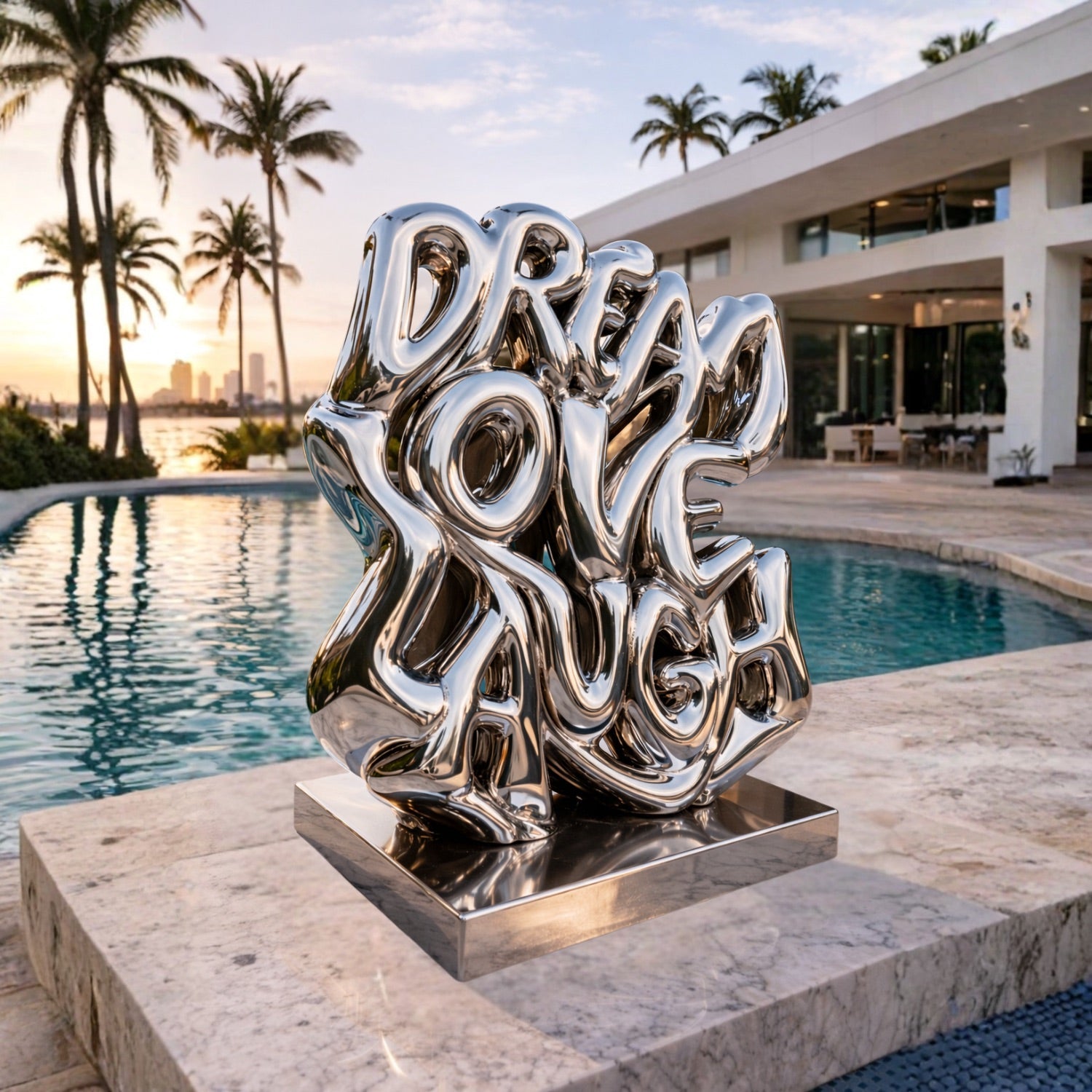 OSO Stainless Steel Luxe Mantra Sculpture - Height: 36 inch (91 cm) / Melting