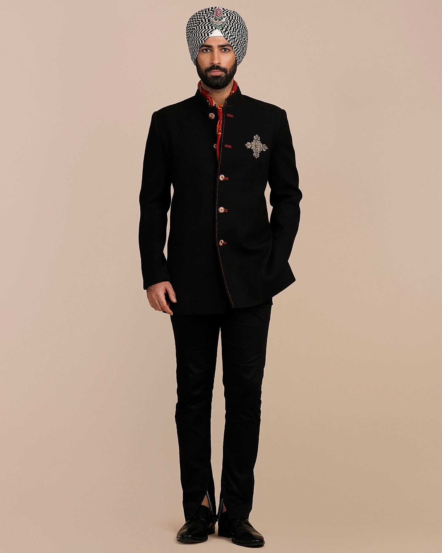 Midnight Black Bandhgala By KYNAH, Luxury Indian Fashion & Bridal Wear