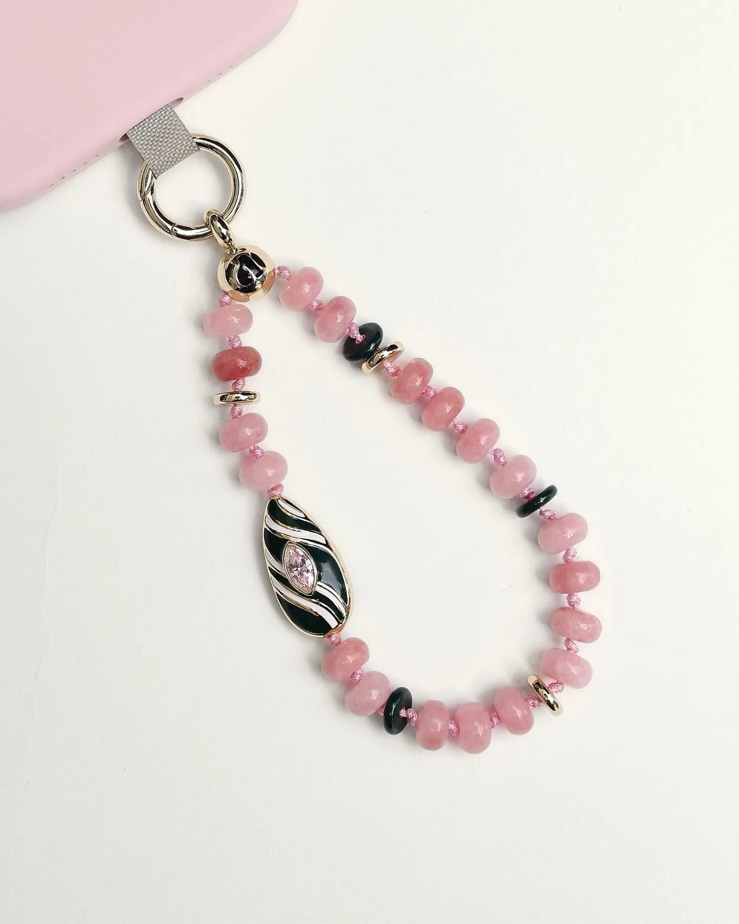 Mini Minou Phone Charm in Rose Quartz