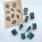 Tropical mini leaves rubber stamps