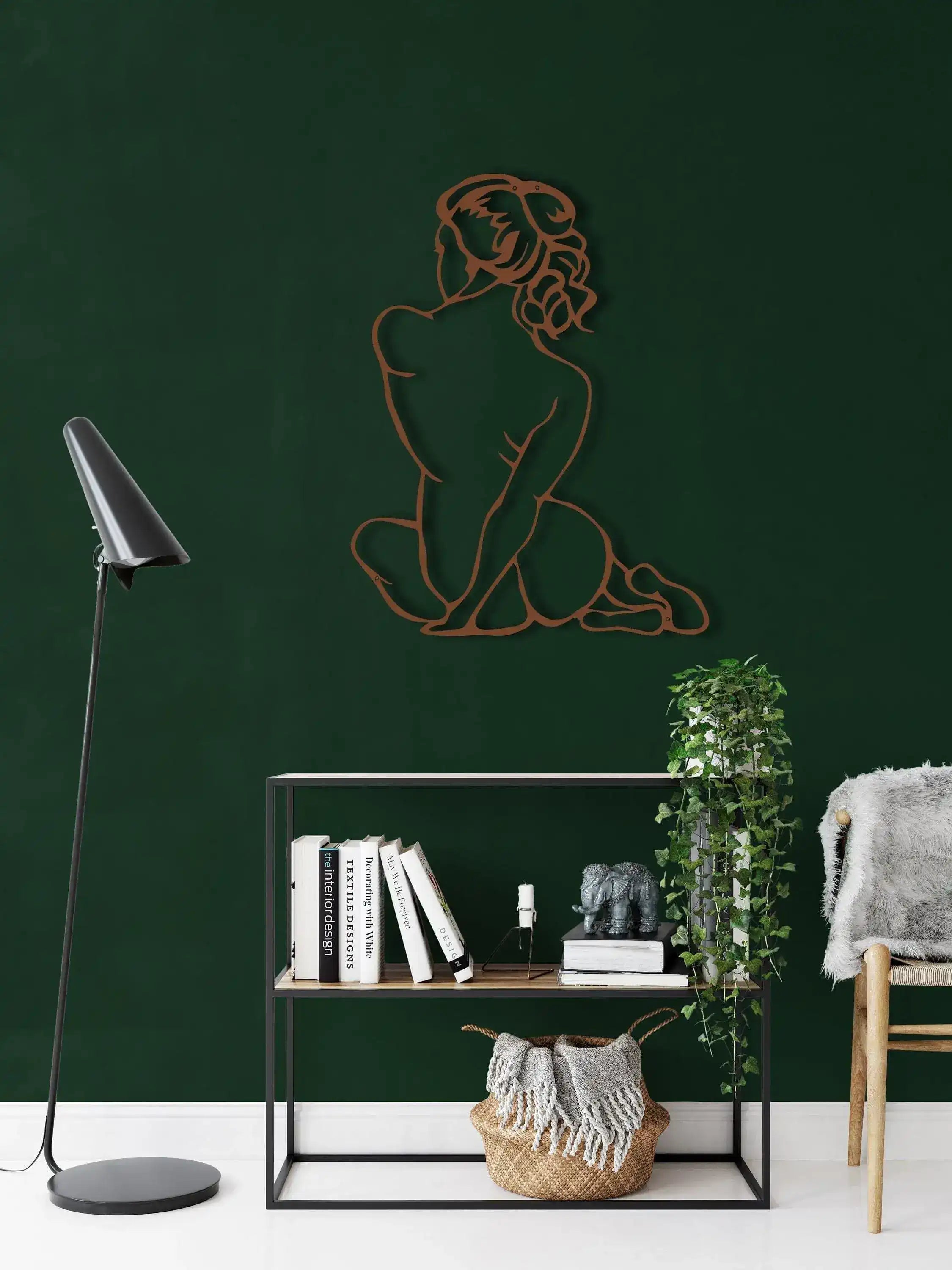 Minimalist Diva Woman Silhouette Metal Wall Hanging Decor