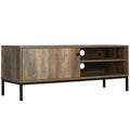 Retro TV Stand for up to 50" with Adjustable Shelf & Sliding Door, Coffee