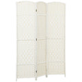 3 Panel 6' Tall Privacy Screen Freestanding Wood Partition, White