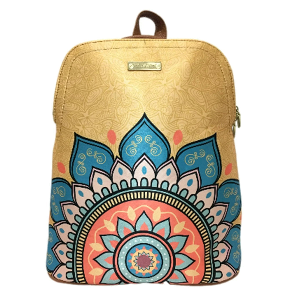 Mochila de Mujer y Bolso de hombro grande BagPack Mandala Dorada | CHULA Tulum