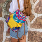 Mochila de Mujer y Bolso de hombro grande BagPack Mandala Amarilla | CHULA Tulum