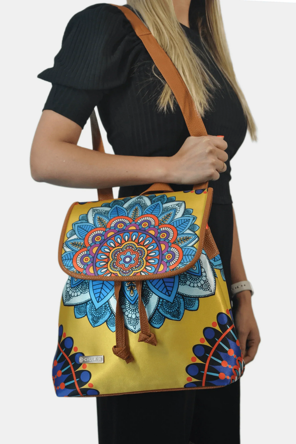 Mochila de Mujer grande BagPack Celine Mandala Amarilla | CHULA Tulum