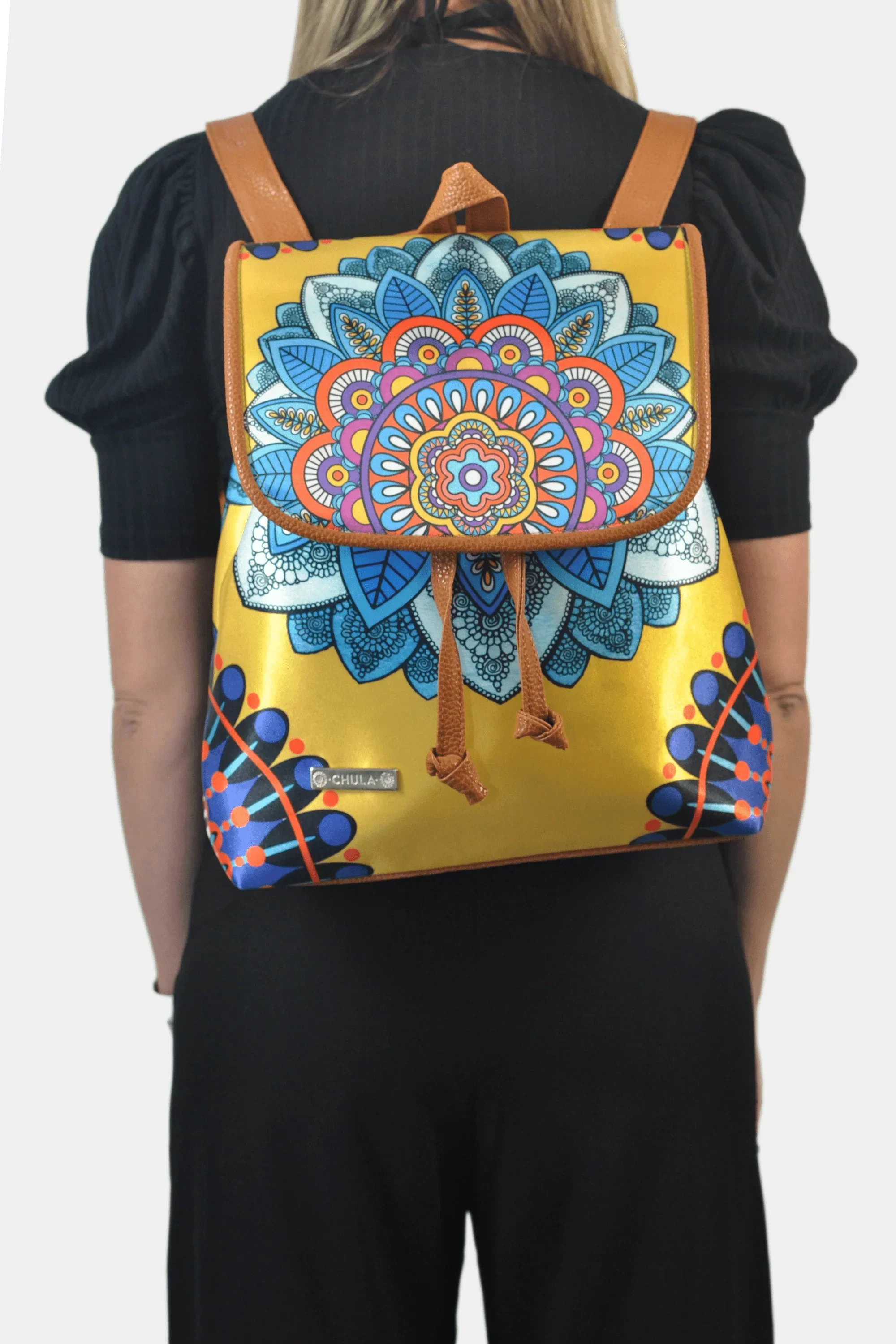 Mochila de Mujer grande BagPack Celine Mandala Amarilla | CHULA Tulum