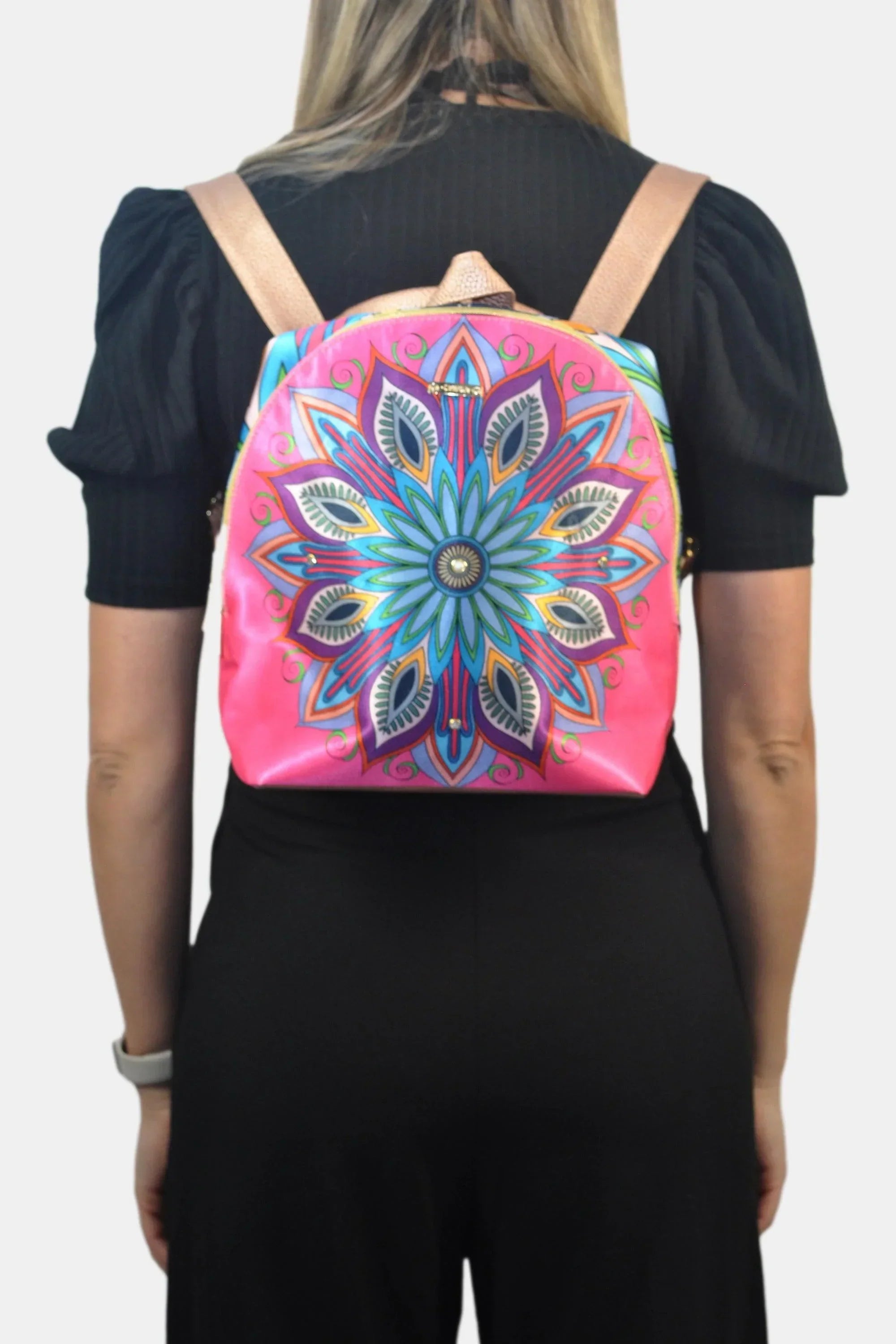 Mochila pequeña de Mujer y Bolso de hombro Mini BackPack Mandala Rosa | CHULA Tulum