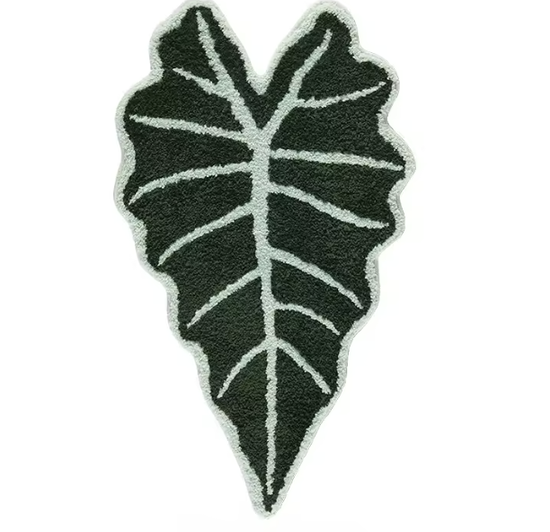 Green Monstera Leaf Shape Bath Mat
