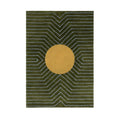 Moss Green Gold Circle Geometric Hand Tufted Wool Rug