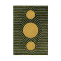 Moss Green Golden Geometric Hand Tufted Wool Rug