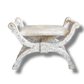 Mother of Pearl Floral Design Seating Ottoman - White