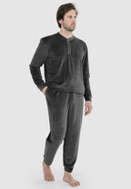 Pijama Hombre Invierno Terciopelo Rayas - Gris 5740_22