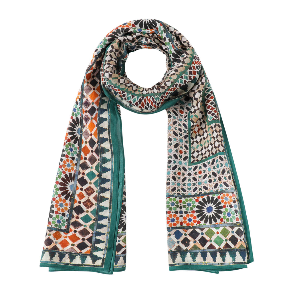 Multicolor Scarf with Islamic Art Mosaic Tile Patterns Mehdya
