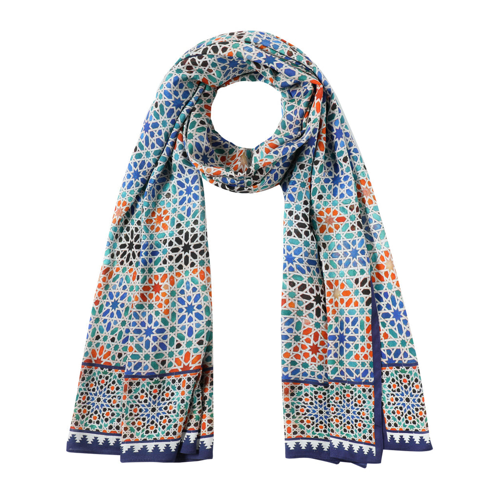 Multicolor Modal Scarf Inspired by Moorish Tiles Madiya