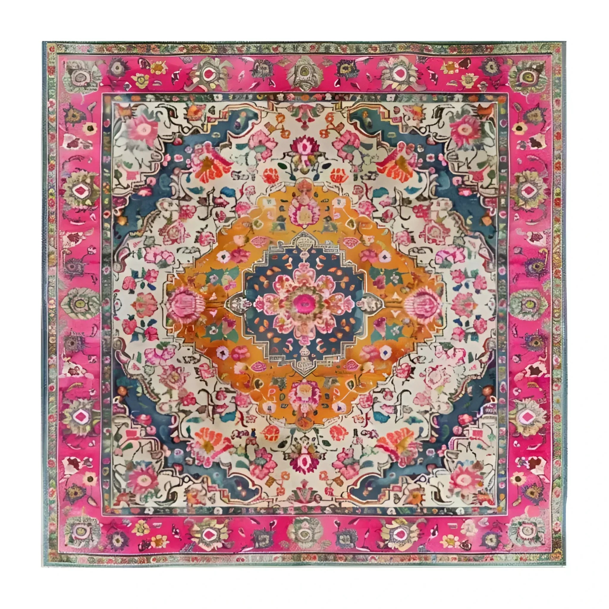 Multicolored Floral Wool Hand Knotted Area Rug