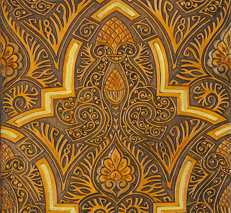 Islamic Art Leather Wall Art Decoration Piece Paños de Sebka Gold