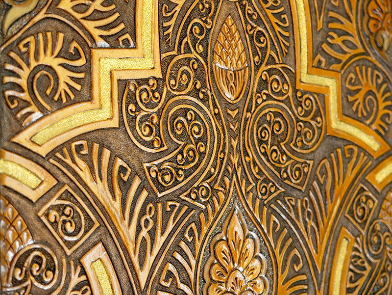 Islamic Art Leather Wall Art Decoration Piece Paños de Sebka Gold