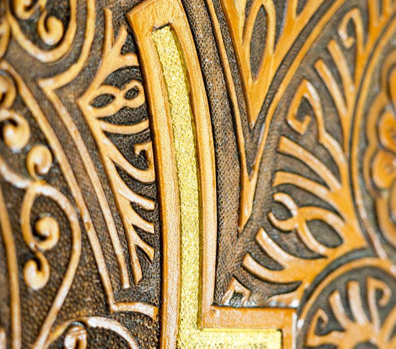 Islamic Art Leather Wall Art Decoration Piece Paños de Sebka Gold