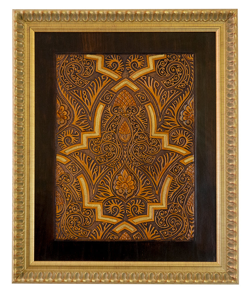 Islamic Art Leather Wall Art Decoration Piece Paños de Sebka Gold