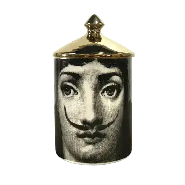Mustache Lina Cavalieri Candle Jar with Gold Lid