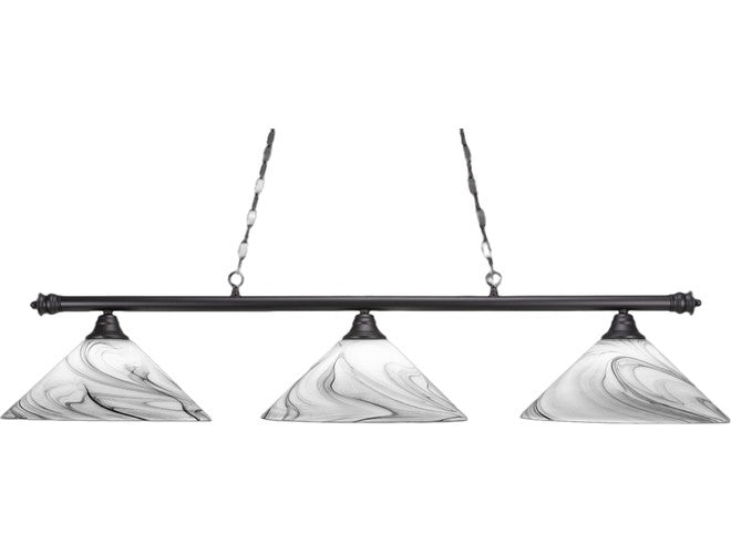 Toltec Lighting Oxford 3-Light Bar with Onyx Swirl Glass Shades