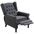 Vintage Reclining Chair, Wingback Armchair with Nail Head Trim Back & Footrest, Dark Grey