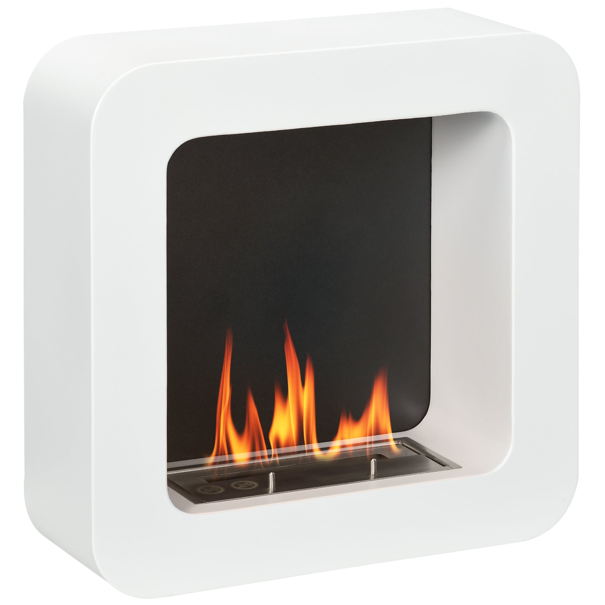 Wall Mounted Ethanol Fireplace with 1L Tank, 2.5 Hour Burning Time, White