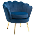 Modern Velvet Accent Chair with Gold Metal Legs & Soft Cushion, Blue