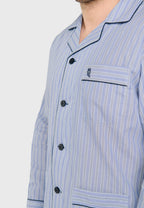 Pijama Hombre Largo Solapa Popelín Rayas - Gris 1527_20