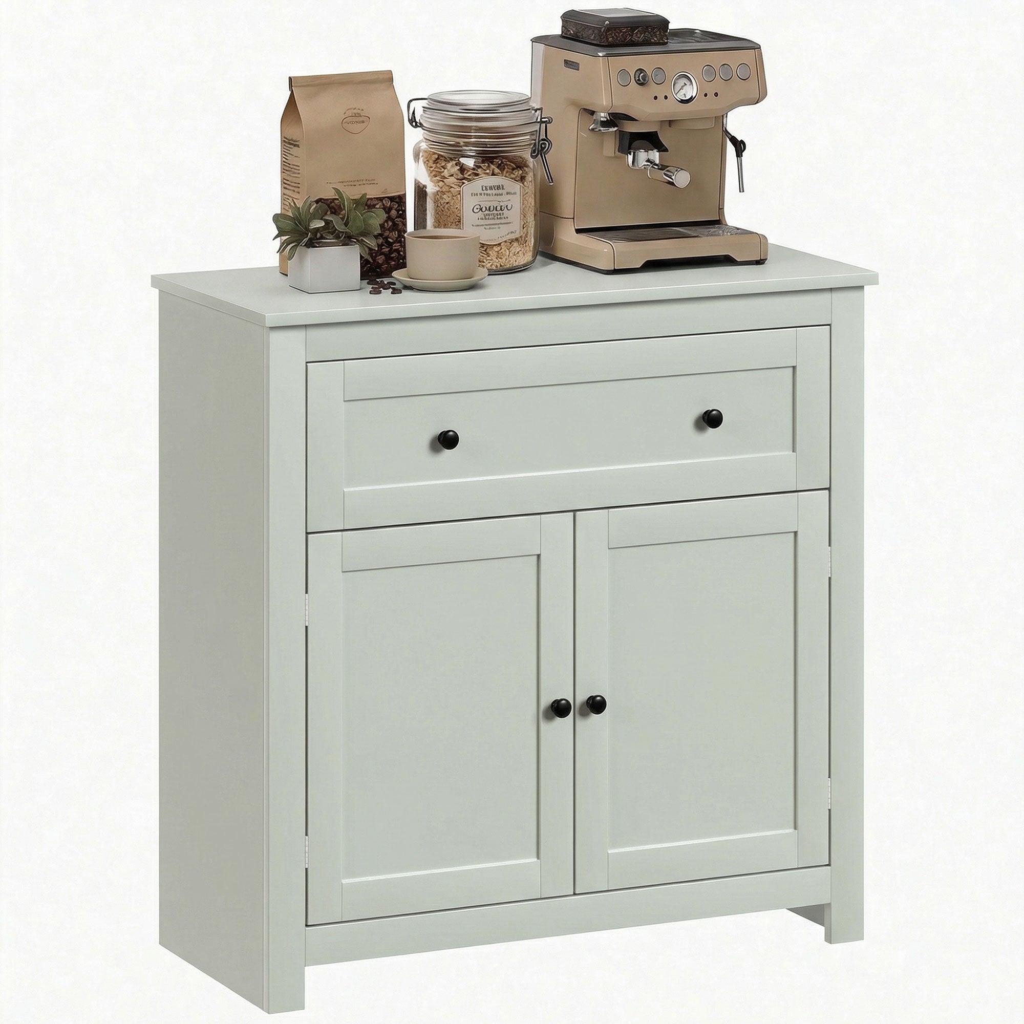 Modern Storage Sideboard with Adjustable Shelves & Drawer for Living Room, Green
