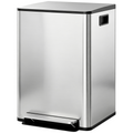 Dual 30L/7.9Gal Trash Can with Soft-Close Lid, Stainless, Inner Buckets, Silver