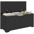 39.4" Storage Chest Bench with 2 Safety Hinges and Handle-Free Lid, Black
