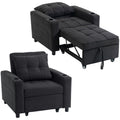 3-in-1 Reclining Sofa Bed Chair with CupHolders & Side Pockets, Black