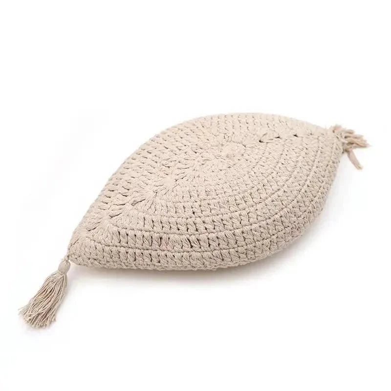 Cojín decorativo bohème algodo crochet PLUME ECRU