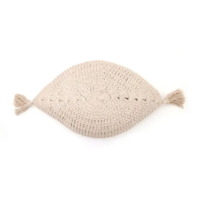 Cojín decorativo bohème algodo crochet PLUME ECRU