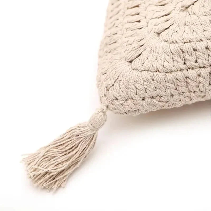 Cojín decorativo bohème algodo crochet PLUME ECRU