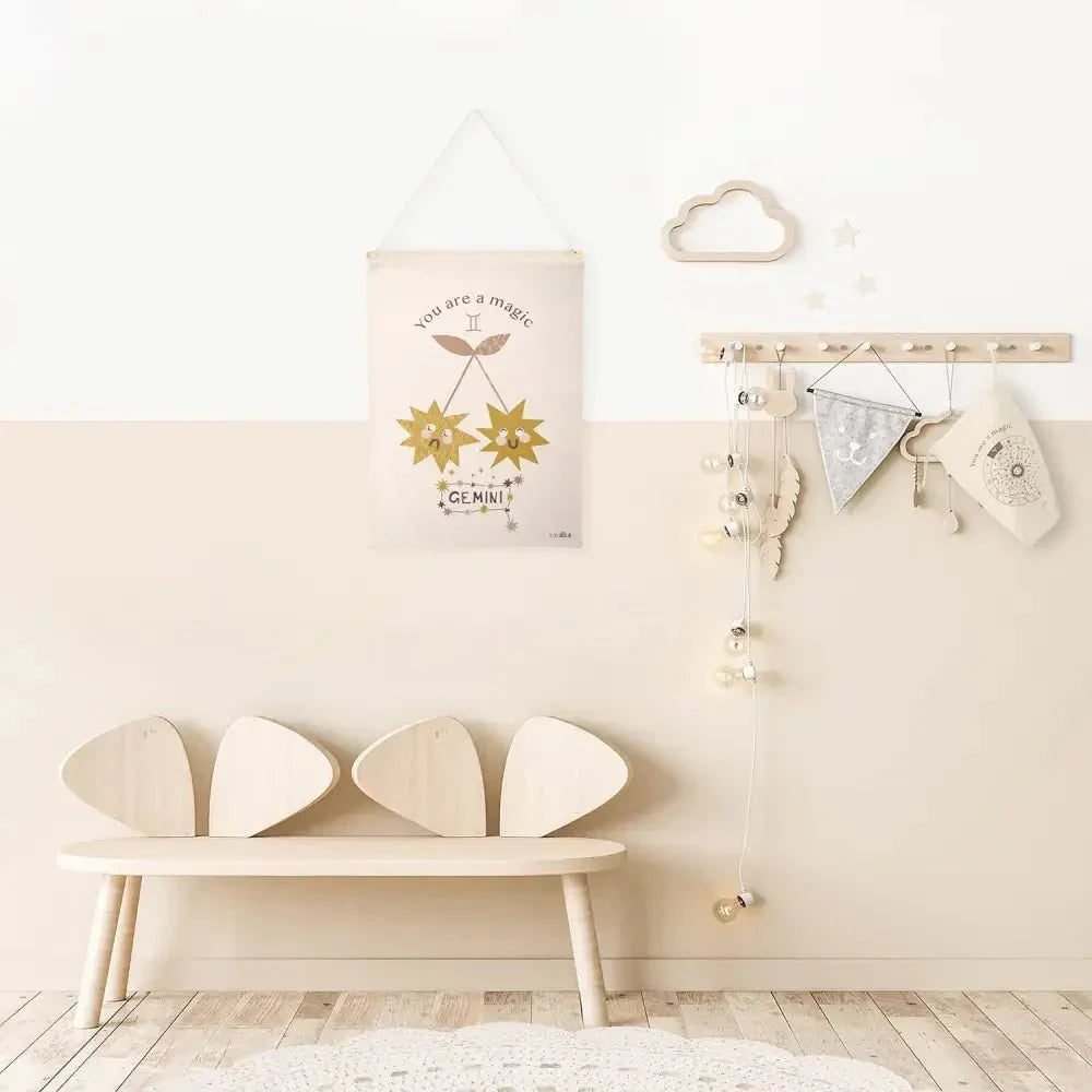 Mural habitación infantil zodíaco horóscopo LITTLE GEMINIS