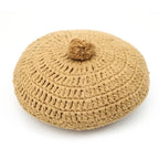 Cojín decorativo algodon redondo crochet LENKA MOUTARDE