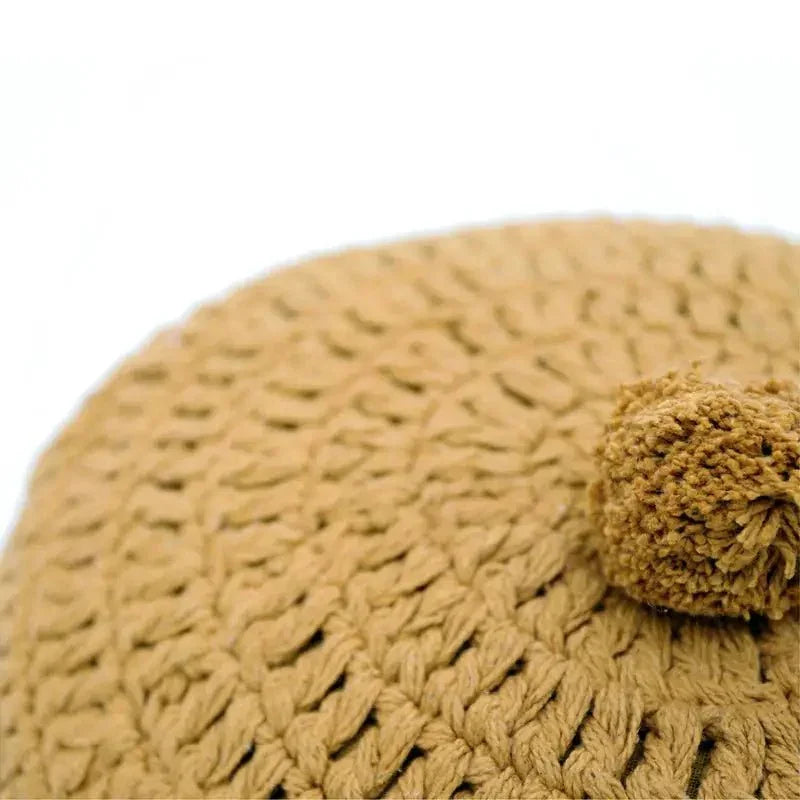 Cojín decorativo algodon redondo crochet LENKA MOUTARDE