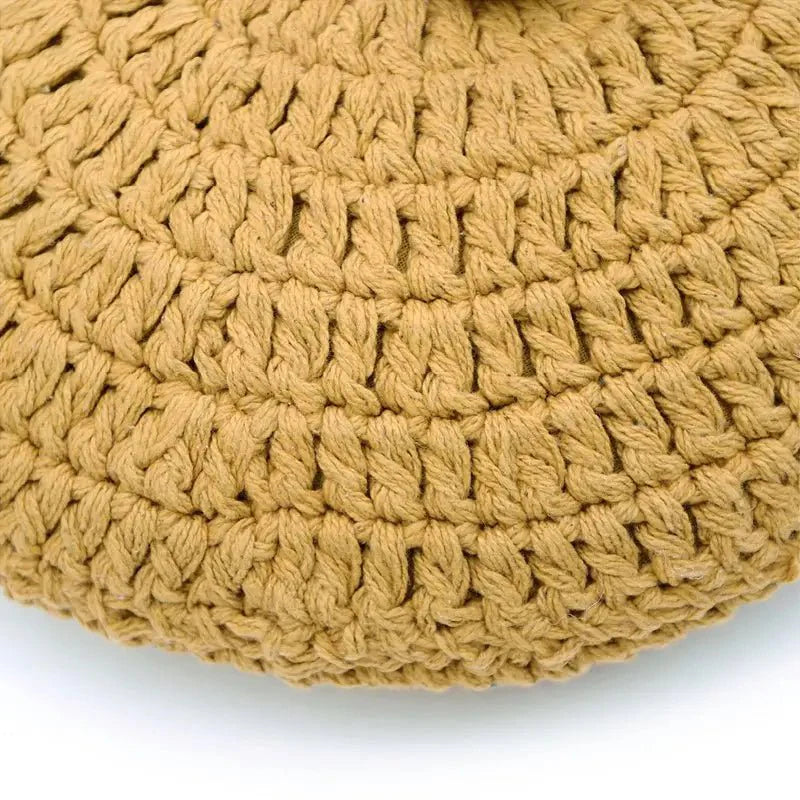Cojín decorativo algodon redondo crochet LENKA MOUTARDE