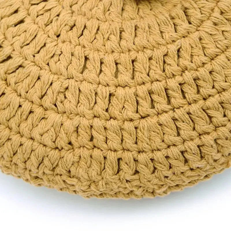Cojín decorativo algodon redondo crochet LENKA MOUTARDE