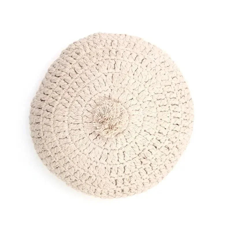 Cojín decorativo algodon redondo crochetLENKA ECRU