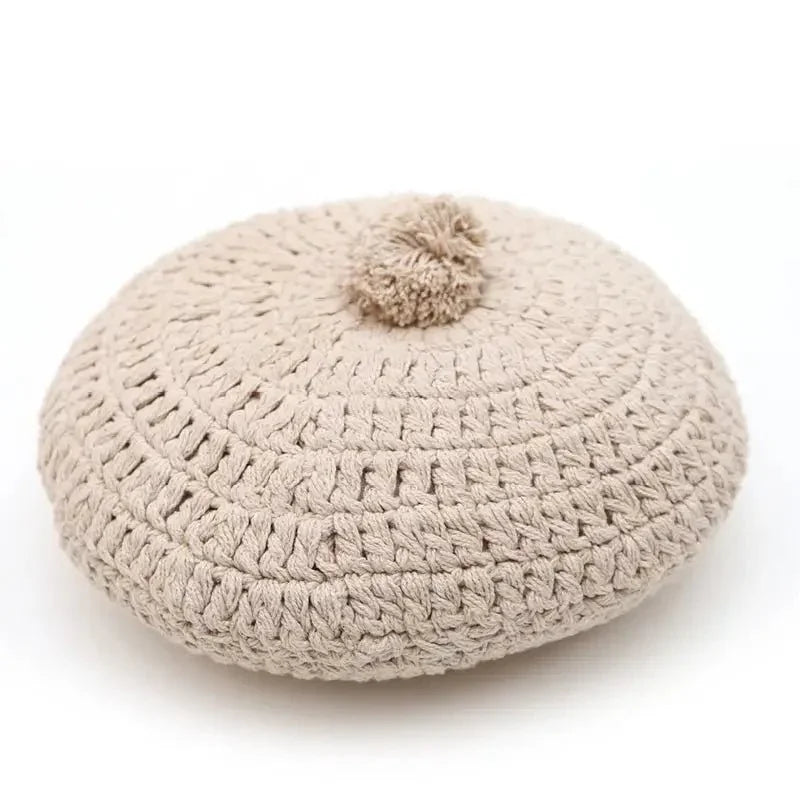 Cojín decorativo algodon redondo crochetLENKA ECRU