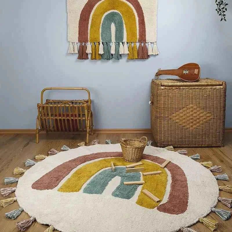 Alfombra Infantil 110 cm RAINBOW Algodón Lavable en lavadora