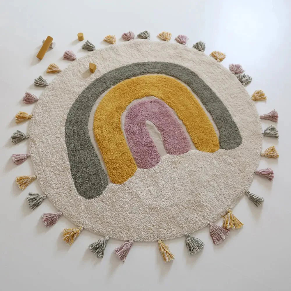 Alfombra Infantil 110 cm RAINBOW MOSS Algodón Lavable en lavadora