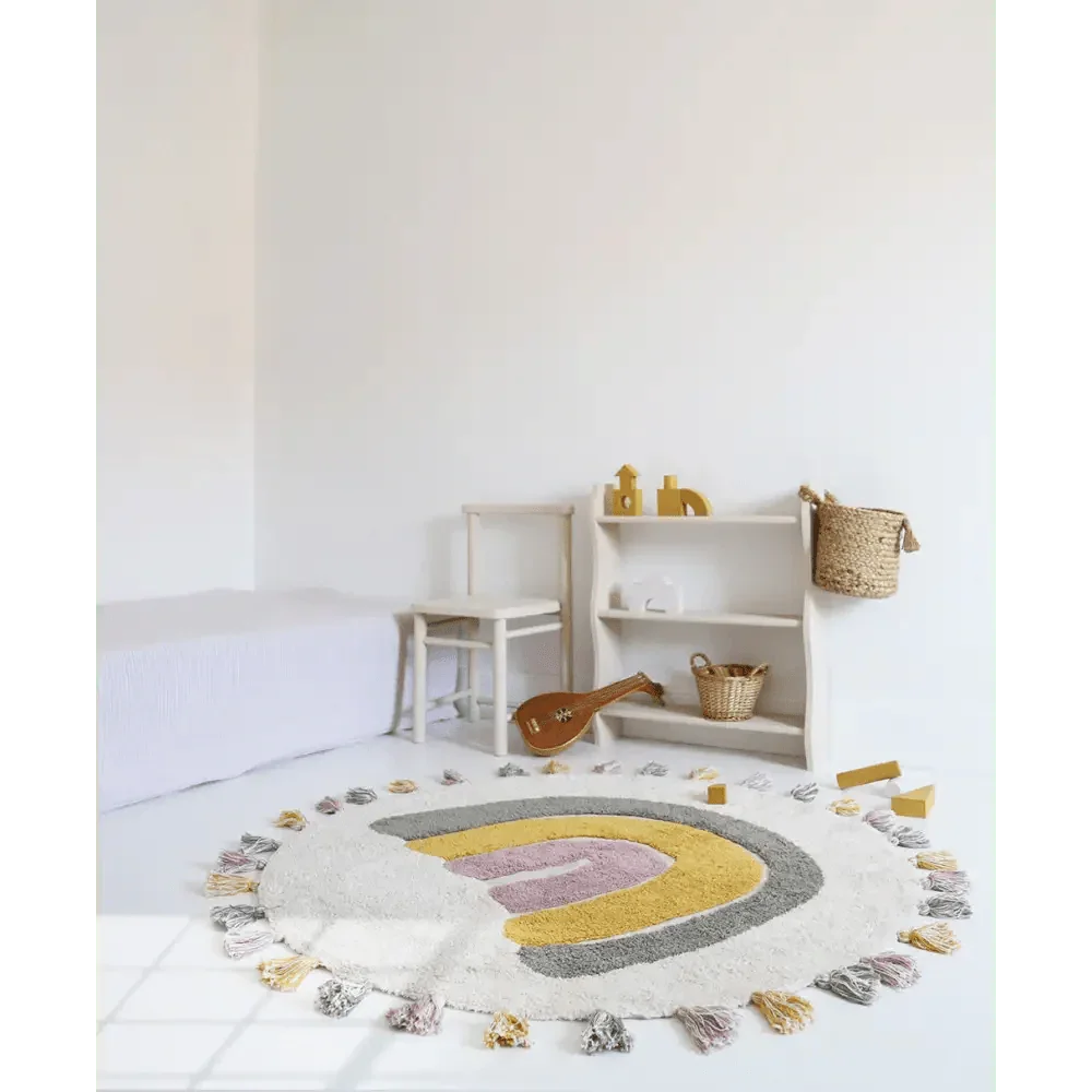 Alfombra Infantil 110 cm RAINBOW MOSS Algodón Lavable en lavadora